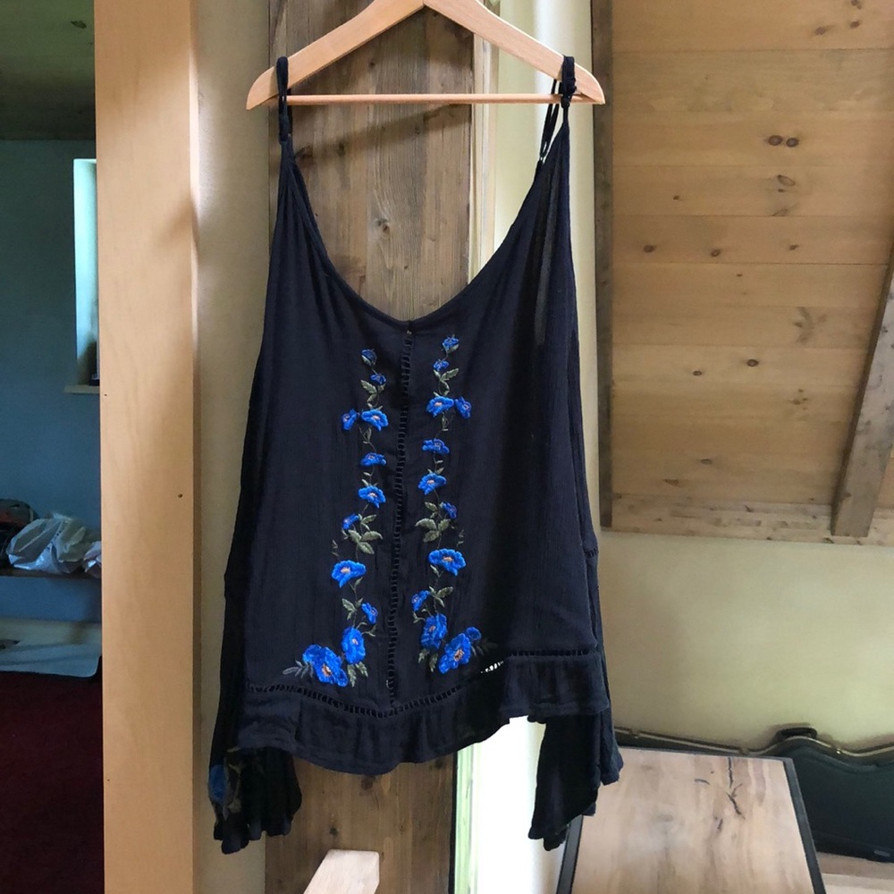 Black open shoulder top